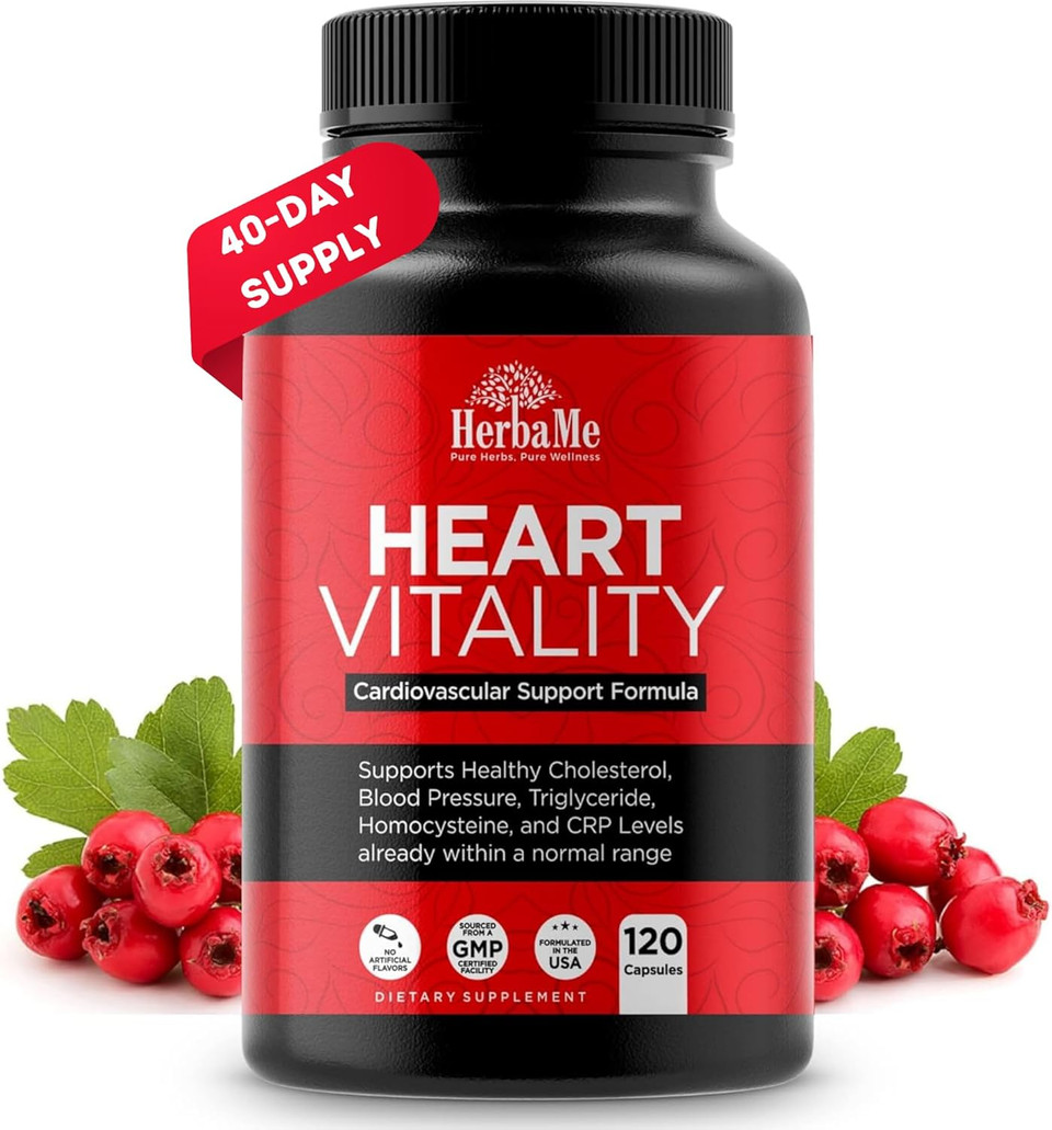 Heart Support And Blood Flow Supplement, 120 Capsules, Supports Cardiovascular Health, Healthy Cholesterol, Triglyceride, Homocysteine, Crp Levels | Boost Naturally Circulatory Function