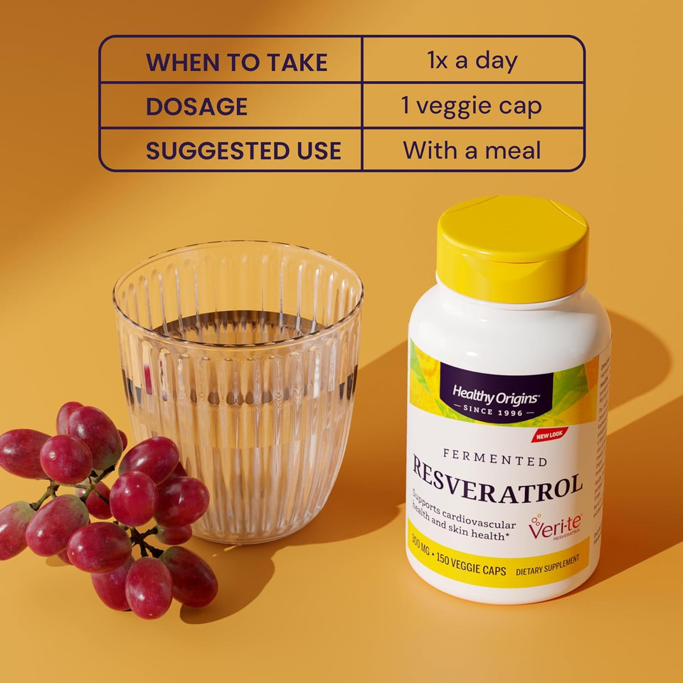 Heathy Origins Fermented Resveratrol (Non-Gmo, 98% Trans-Resveratrol, European Sourced) 300 Mg, 150 Veggie Caps