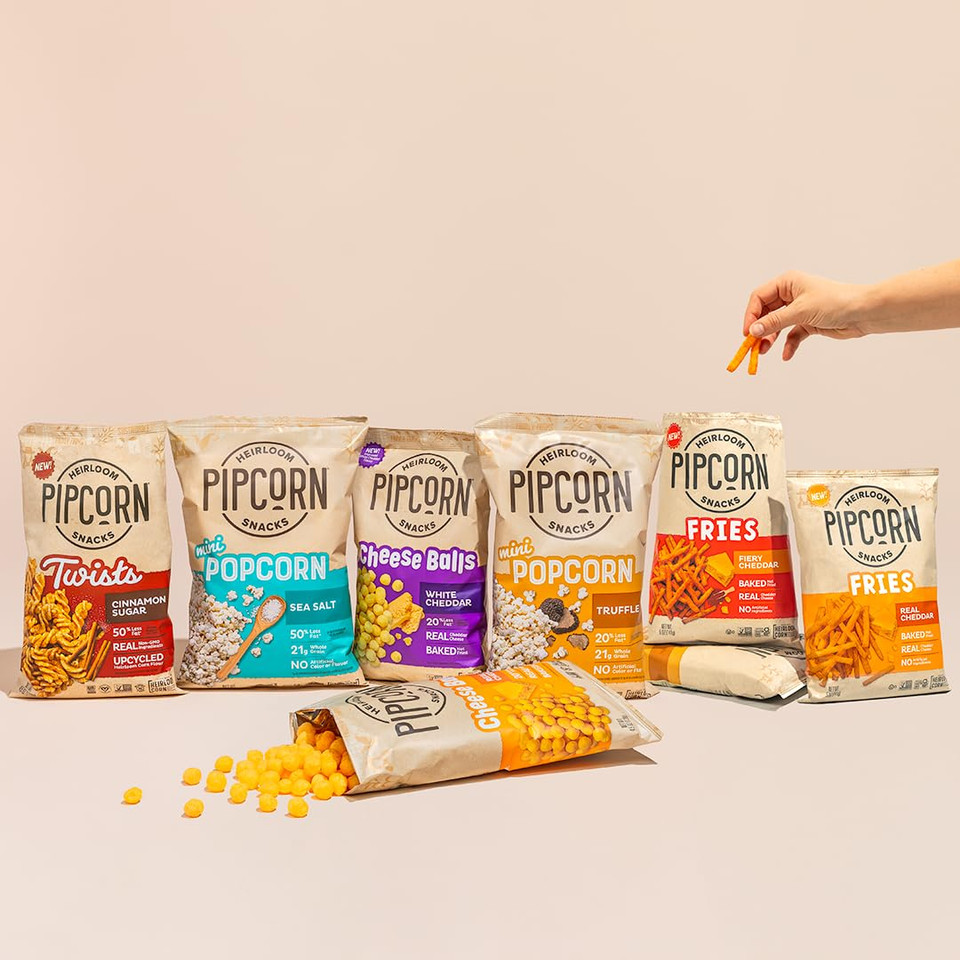 Heirloom Baked Truffle Fries By Pipcorn - 5Oz 6Pk - Healthy Snacks, Gluten Free Snacks, Non-Gmo, Upcycled Heirloom Corn Flour, Vegan, Baked Not Fried Snacks