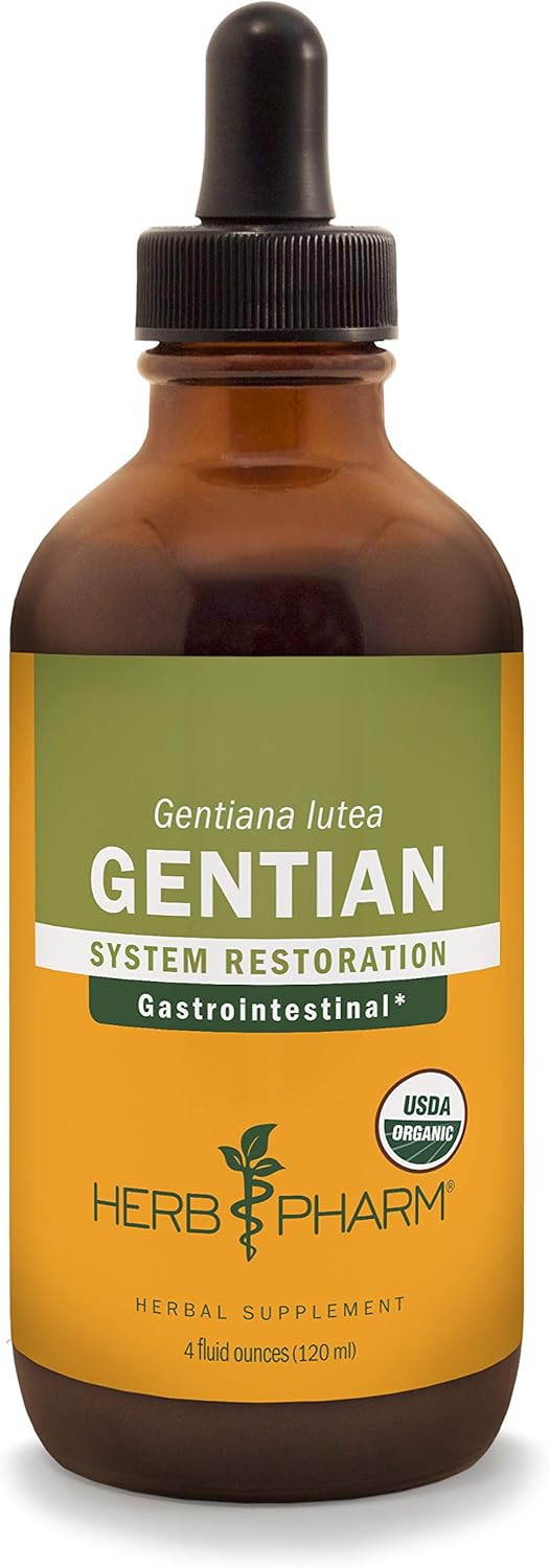 Herb Pharm Certified Organic Gentian Liquid Extract For Digestive Support - 1 Ounce