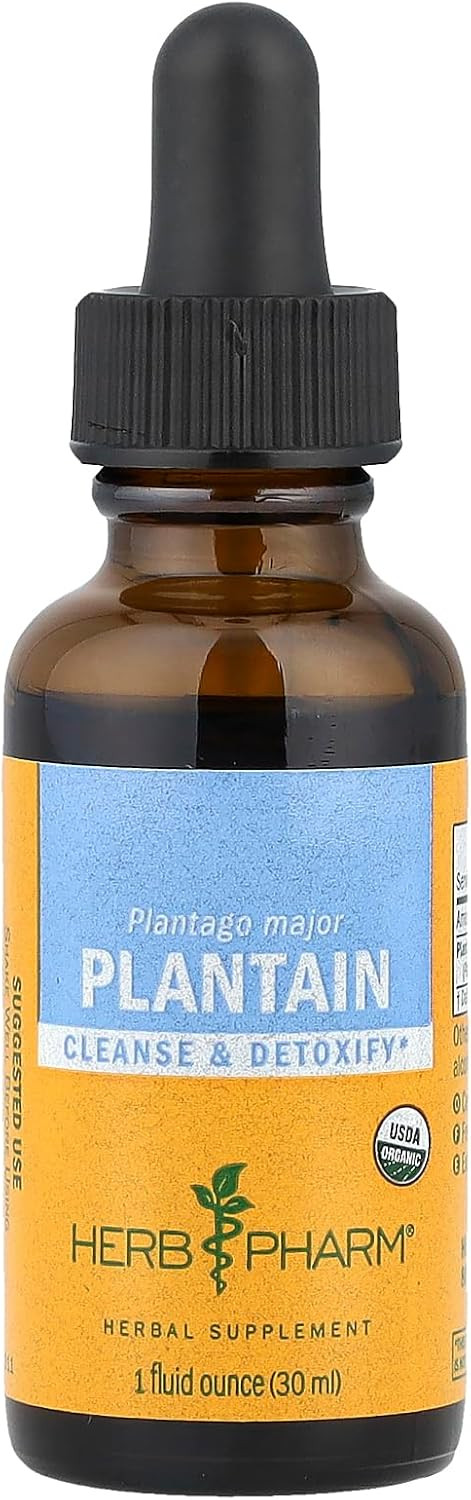 Herb Pharm Certified Organic Plantain Liquid Extract For Cleansing And Detoxification - 1 Ounce (Dplan01)