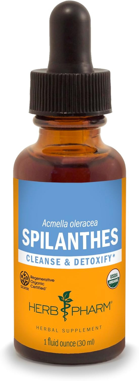 Herb Pharm Certified Organic Spilanthes Liquid Extract For Cleansing And Detoxification - 1 Ounce