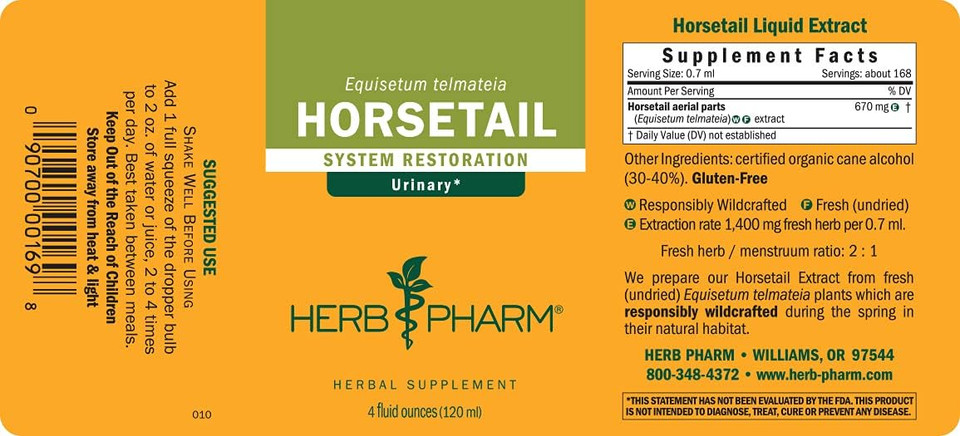 Herb Pharm Horsetail Liquid Extract For Urinary System Support - 4 Ounce