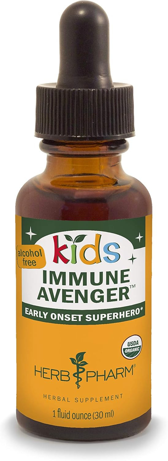 Herb Pharm Kids Certified-Organic Immune Avenger Formula, 1 Ounce And Mullein Garlic Ear Oil, 1 Fl Oz