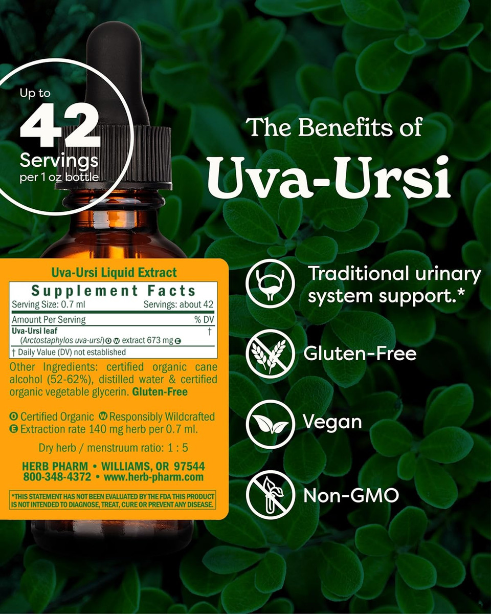 Herb Pharm Uva Ursi Liquid Extract For Urinary System Support - 4 Ounce