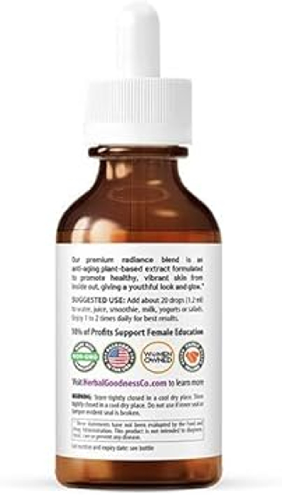 Herbal Goodness Radiantly Looking Good: Herbal Dietary Supplement, Promote Healthy And Radiant Skin, Natural Skin Care, Vitamin C, 2 Fl. Oz - 1 Btle