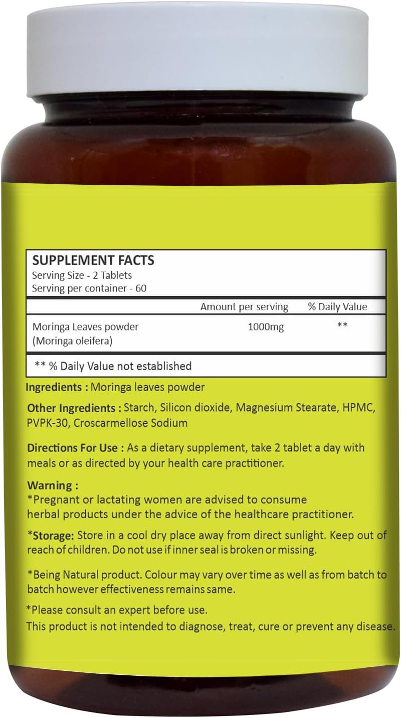 Herbal Hills Moringa Tablets 120 Count (1000 Mg)