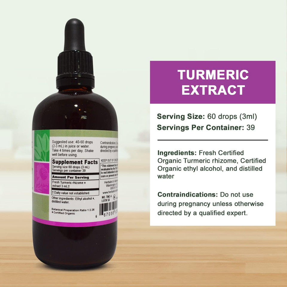 Herbalist & Alchemist Turmeric Extract, Supports Healthy Liver Function* (4 Fl Oz)