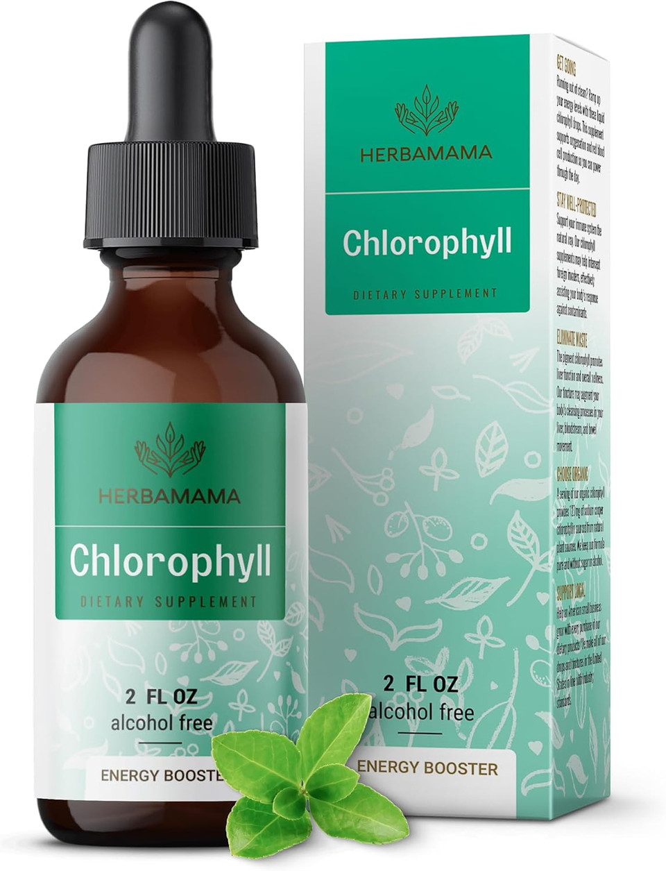 Herbamama Chlorophyll Liquid Drops - Vegan Chlorophyllin Extract For Detox & Cleanse - Non-Gmo, Alcohol & Sugar-Free Antioxidant Supplement For Immune Support, 28-Day Supply