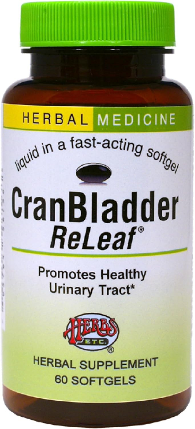 Herbs Etc. Cranbladder Releaf Softgels - Bladder Health Support - Natural Supplement Formula To Aid Urinary Health & Comfort - Optimal Urinary Support With Cranberry - 60 Softgels (60 Servings)