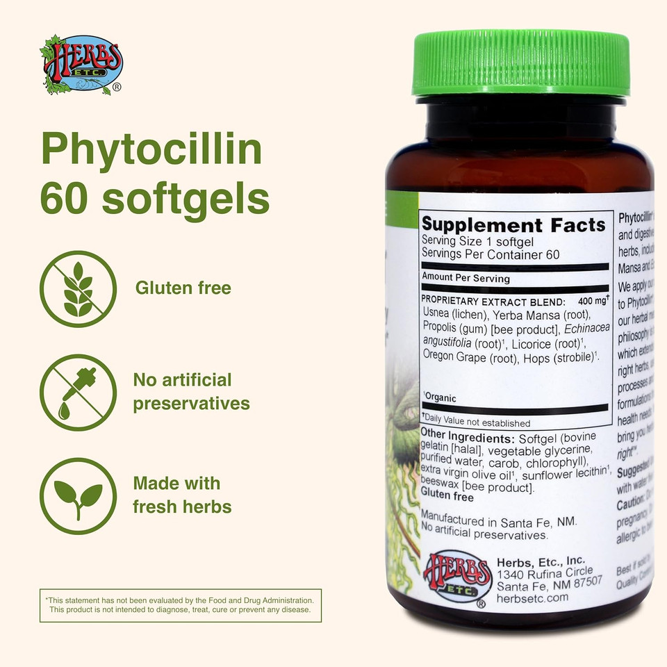 Herbs Etc. Phytocillin®: 60-Count Bottle Of Softgels