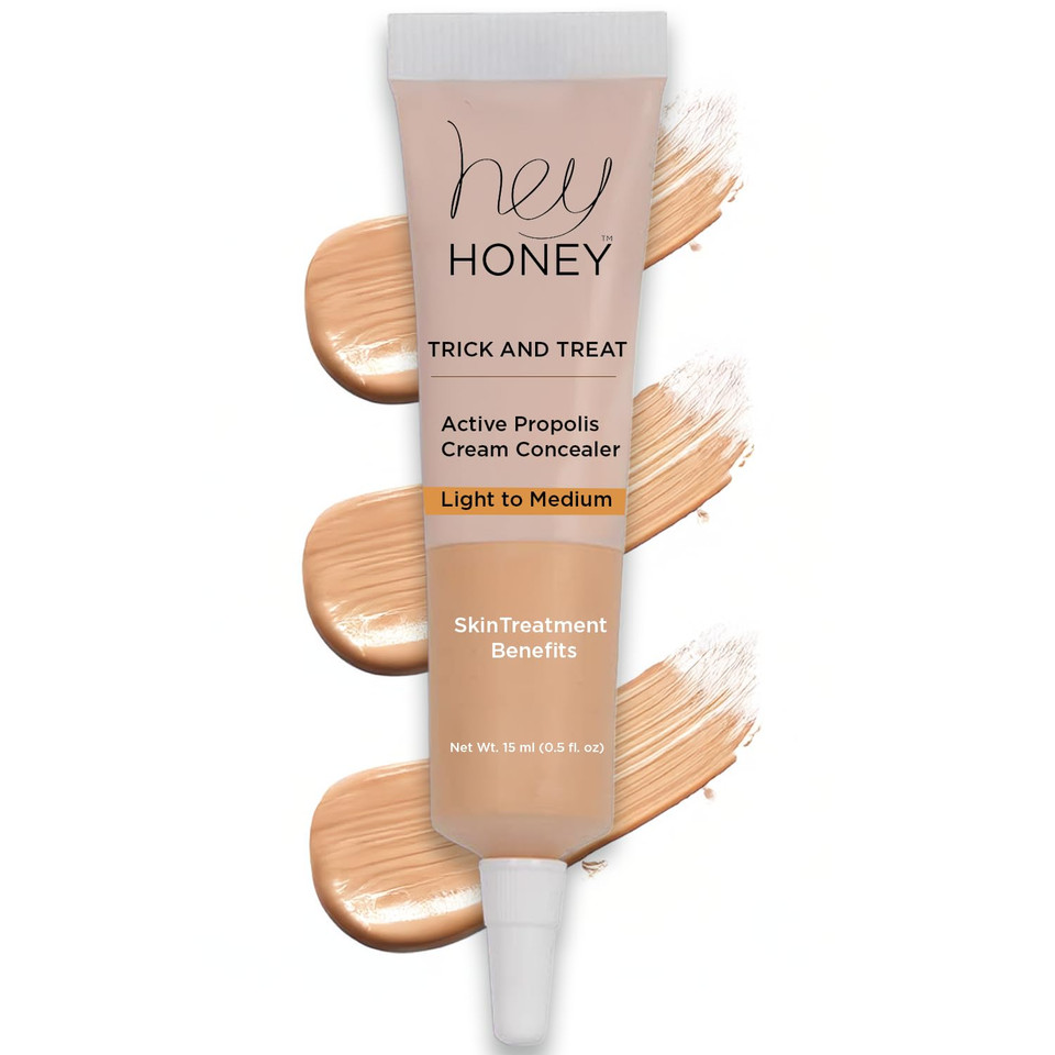 Hey Honey Skincare Trick & Treat Active Honey & Propolis Full Coverage Concealer | For Acne & Blemishes, Dark Spots, Around The Eye Dark Circles & Discoloration | Deep Tone | 0.5 Oz