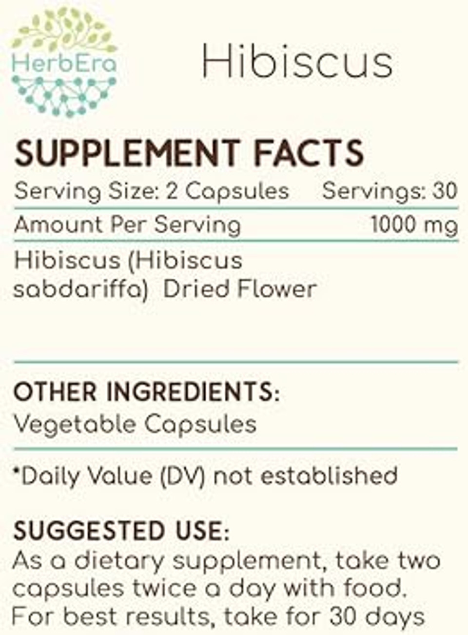 Hibiscus 60 Capsules, 500 Mg, Hibiscus (Hibiscus Sabdariffa) Dried Flower (60 Capsules)