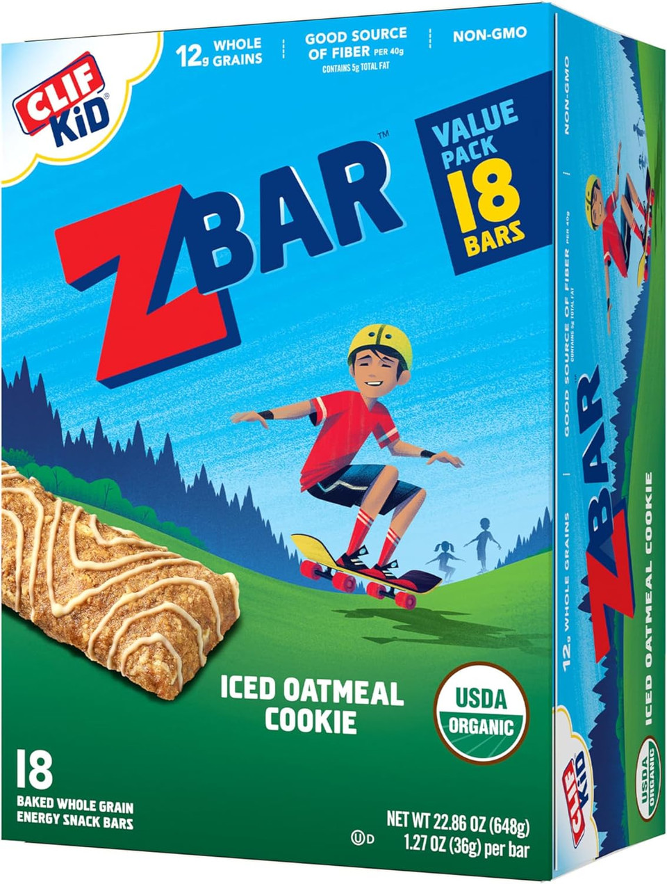 Clif Kid Zbar - Iced Oatmeal Cookie - Soft Baked Whole Grain Snack Bars - Usda Organic - Non-Gmo - Plant-Based - 1.27 Oz. (18 Pack)