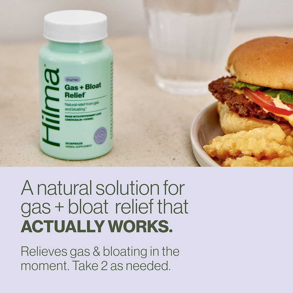 Hilma Daily Movement Duo For Constipation & Bloating Relief For Women, Gas Plus Bloat Relief (50 Vegan Capsules) W/Lemon & Peppermint, Gentle Bowel Movement (46 Vegan Capsules) W/Magnesium & Ginger