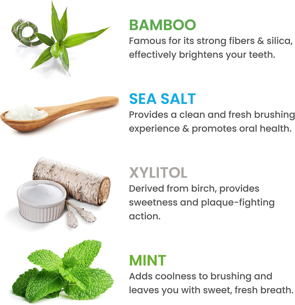 Himalaya Botanique Whitening Antiplaque Toothpaste With Bamboo + Sea Salt, Fluoride Free, For Gentle Whitening, 4 Oz