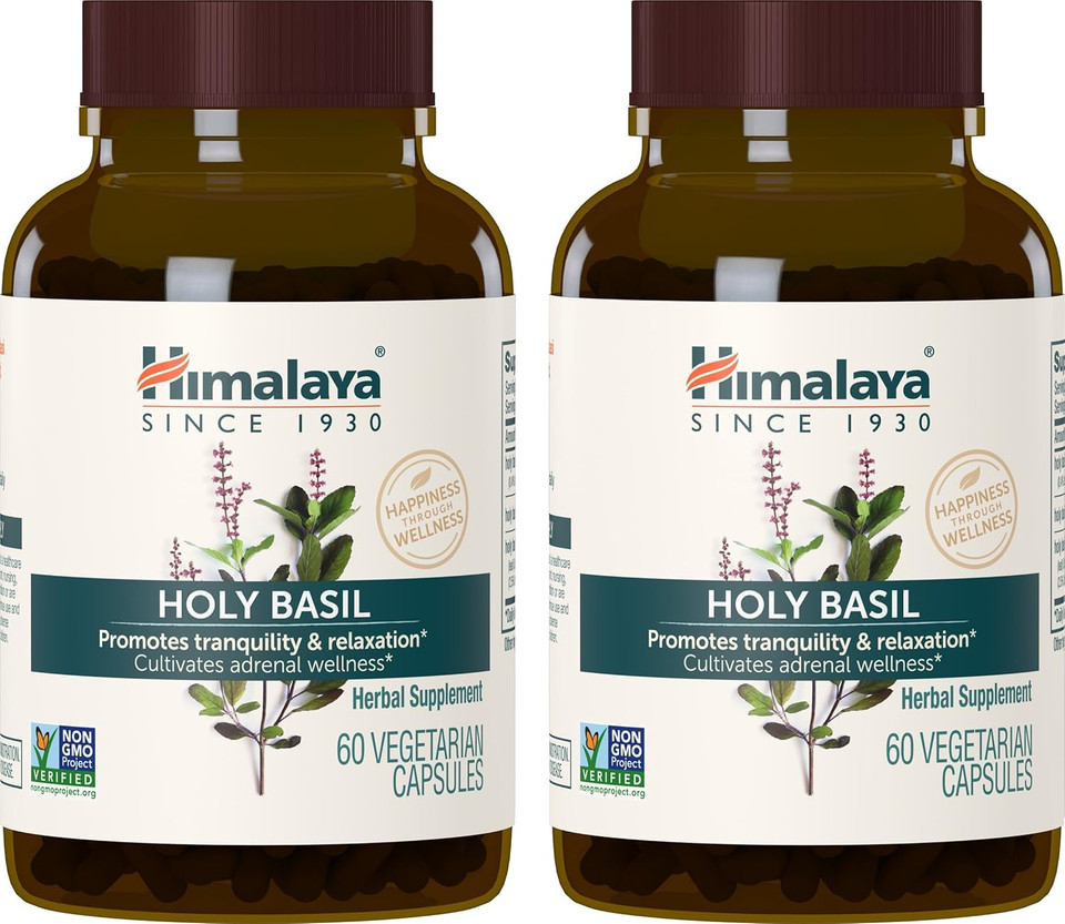 Himalaya Holy Basil, 30 Day Supply - Herbal Adrenal Support For Stress Relief, Relaxation, Energy Support And Occasional Sleeplessness - Vegan, Non-Gmo, Gluten Free, 720 Mg, 60 Capsules