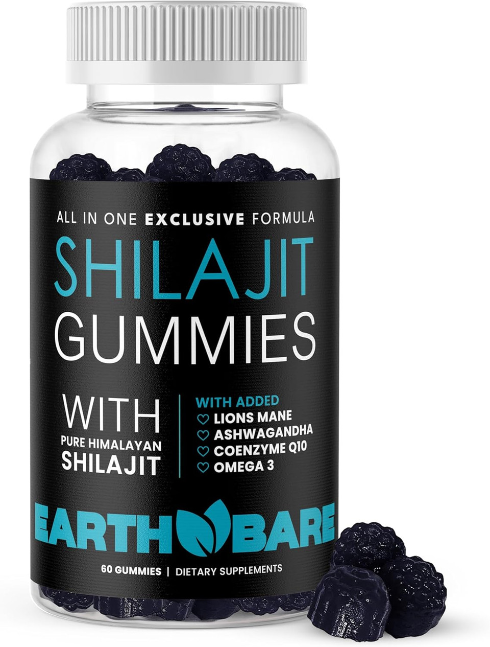 Himalayan Shilajit With LionS Mane, Ashwagandha, Coq10, And Omega-3  Premium Exclusive Gummies For Energy, Focus, And Wellness - 60 Count