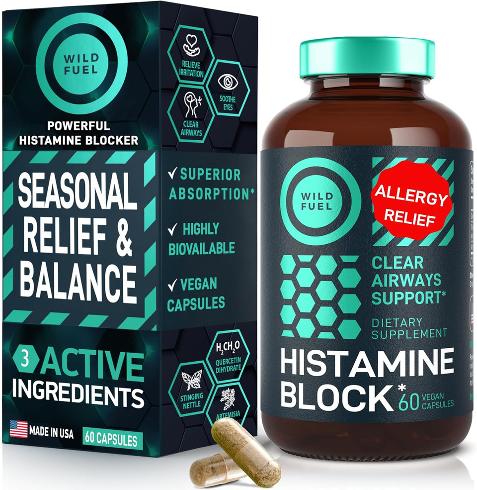 Histamine Block Flavonoids Supplements - Quercetin, Nettle, Atermesia Natural Source Flavonoids - Seasonal Allergy Balance Supplements Histamine Blocker - 60 Homeopatic Allergy Relief D-Hist Caps