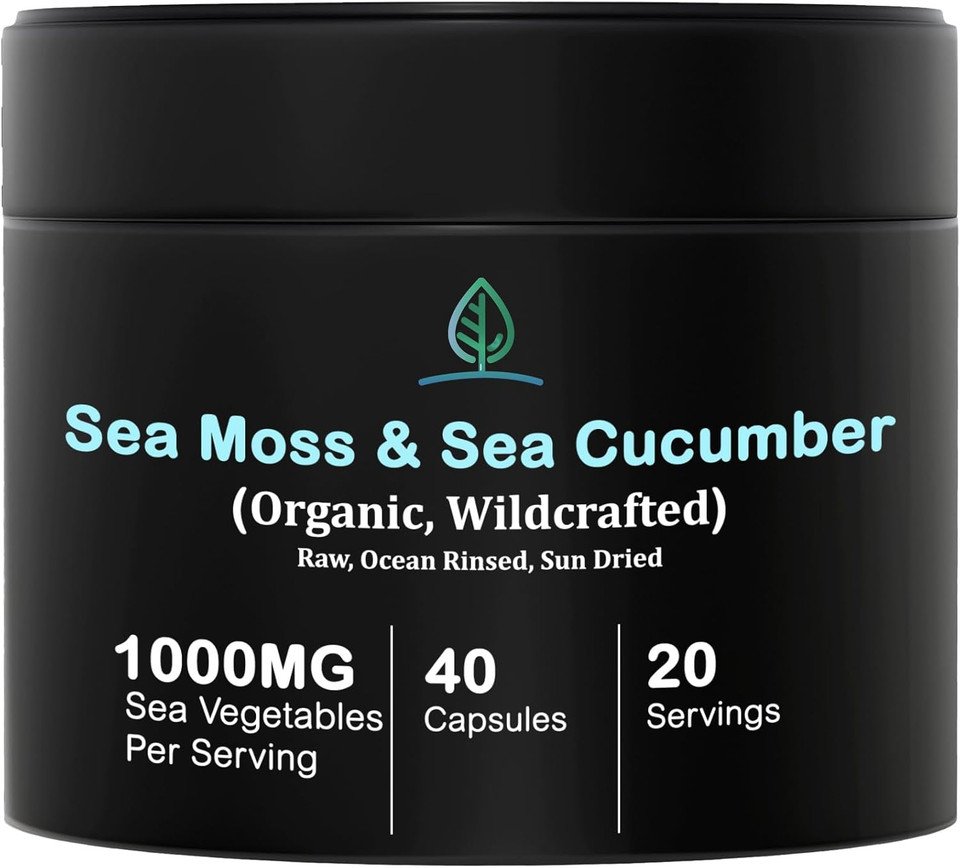 Holistic Bin Purple Sea Moss And Sea Cucumber Supplement Wildcrafted Raw Sea Moss Capsules | 500Mg Sea Vegetables Per Serving