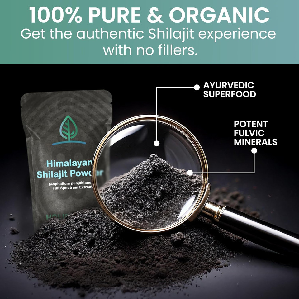 Holistic Bin Raw Himalayan Shilajit Powder - Shilajit Extract (Asphaltum Punjabianum) - No Fillers, Rich In Fulvic Acid & Trace Minerals - Premium Supplement For Energy & Wellness - 25 Servings