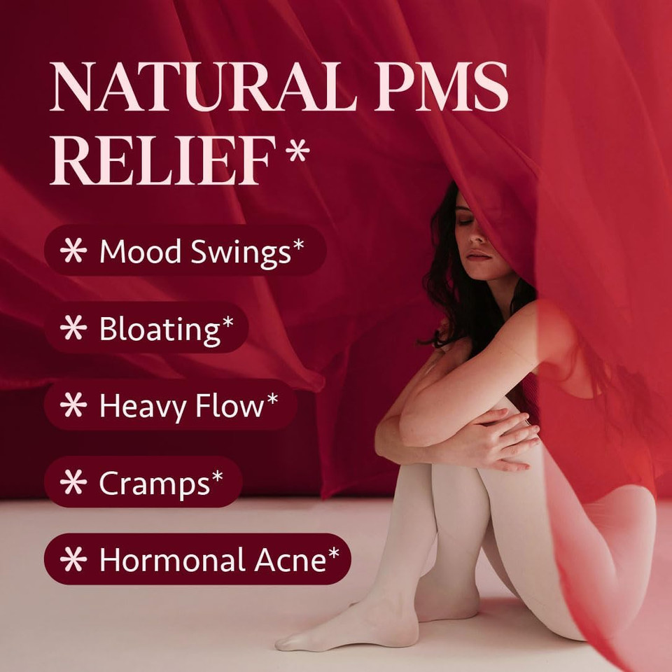 Holistic Pms & Symptom Relief For Women | Ayurvedic Menstrual Cycle Regulator | Made In Usa | Eases Hormonal Cramps, Bloating & Acne | Vitex, Bacopa, Shatavari, Borage Oil & Brahmi Osh Wellness