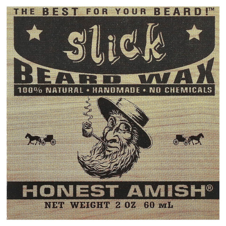 Honest Amish Slick Beard Wax - All Natural And Organic - 2 Ounce