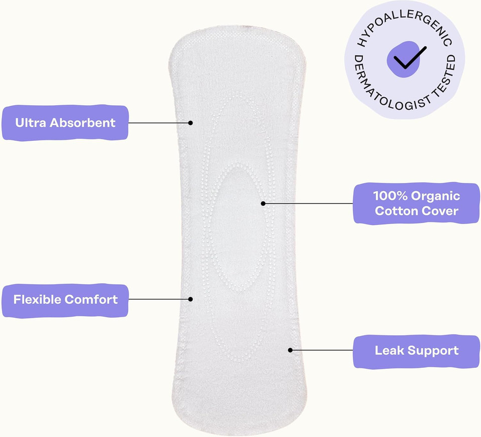 Honey Pot 100% Organic Cotton Cover Calming Herbal Infusion Long Liners, 30 Count