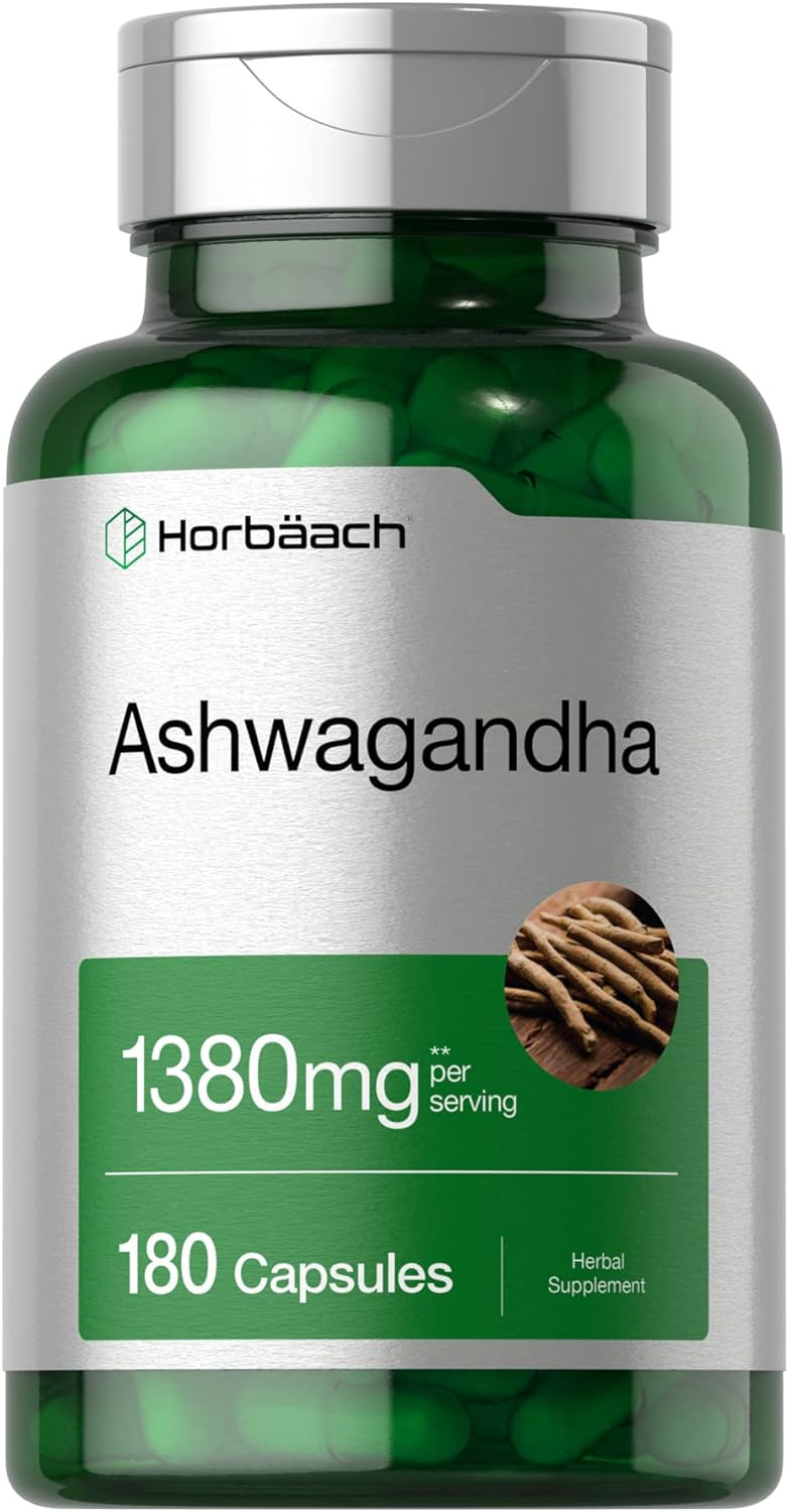 Horbäach Ashwagandha Supplement | 180 Capsules | For Women And Men | Herbal Root Extract | Non-Gmo, Gluten Free