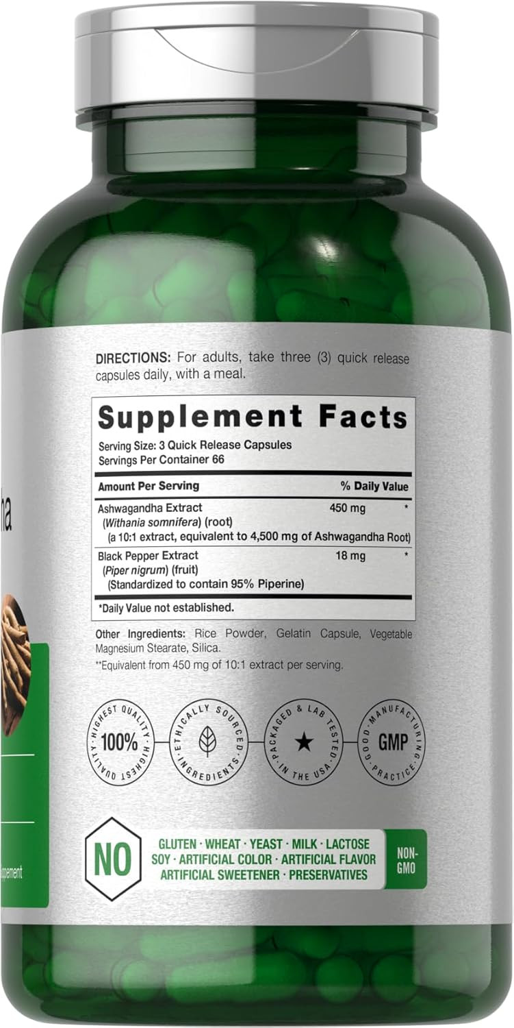 Horbäach Ashwagandha Supplement | Max Strength | 200 Capsules | For Women And Men | Non-Gmo, Gluten Free