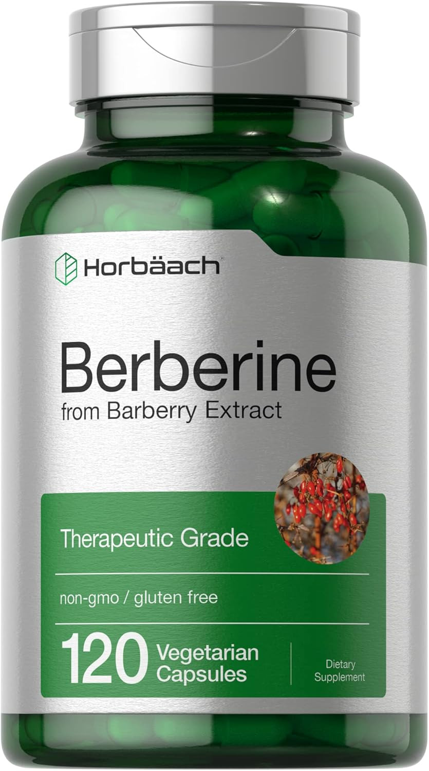 Horbäach Berberine 500Mg Supplement | 120 Capsules | Berberine Hcl From Barberry Extract | Vegetarian, Non-Gmo, Gluten Free