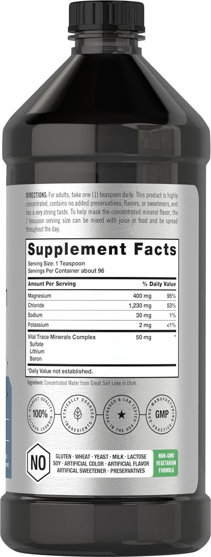 Horbaach Liquid Magnesium 16 Fl Oz | Vital Trace Minerals Complex | With Sulfate, Lithium, And Boron | Vegetarian, Non-Gmo & Gluten Free Supplement