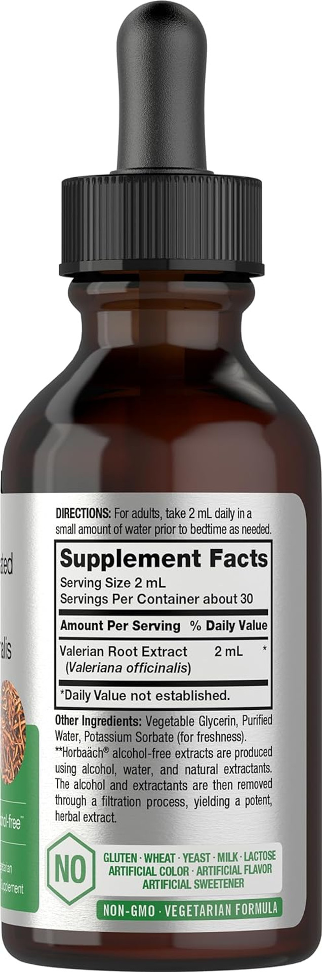 Horbäach Valerian Root Extract Drops Alcohol Free | 2 Fl Oz | Super Concentrated Liquid | Vegetarian, Non-Gmo & Gluten Free