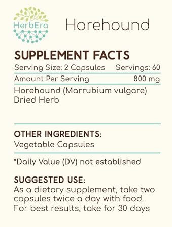Horehound 120 Capsules, 400 Mg, Horehound (Marrubium Vulgare) Dried Herb (120 Capsules)