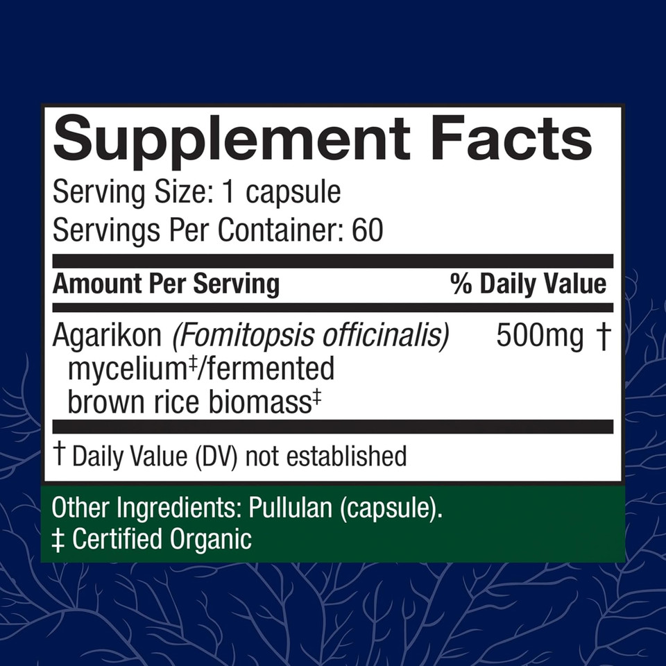 Host Defense Agarikon Capsules - Immune System Support Supplement - Mushroom Supplement To Aid Immune Functions & Cell Strength - Herbal Dietary Supplement - 60 Capsules (60 Servings)
