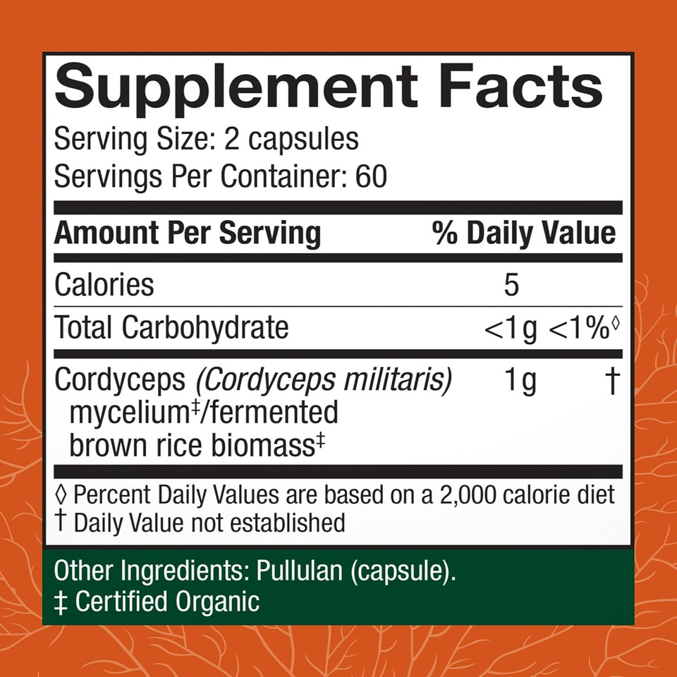 Host Defense Cordyceps Capsules - Immune & Energy Support Supplement - Kidney Health Supplement With Cordyceps - Fitness Support Supplement To Aid Oxygen Uptake - 120 Capsules (60 Servings)