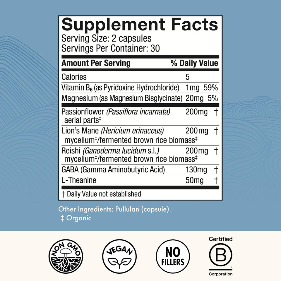 Host Defense Mycobenefits Sleep* Capsules - Rest Support For Healthy Sleep Quality - Calming Supplement With Magnesium, Lion'S Mane & Gaba - Aids Balanced Rest Cycles - 60 Capsules (30 Servings)