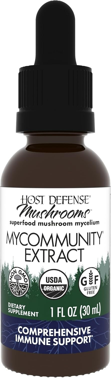 Host Defense Mycommunity Extract - 17 Species Blend Mushroom Supplement For Immune Support - Extract With Lion'S Mane, Reishi, Chaga, Cordyceps, Turkey Tail & More - 1 Fl Oz (30 Servings)