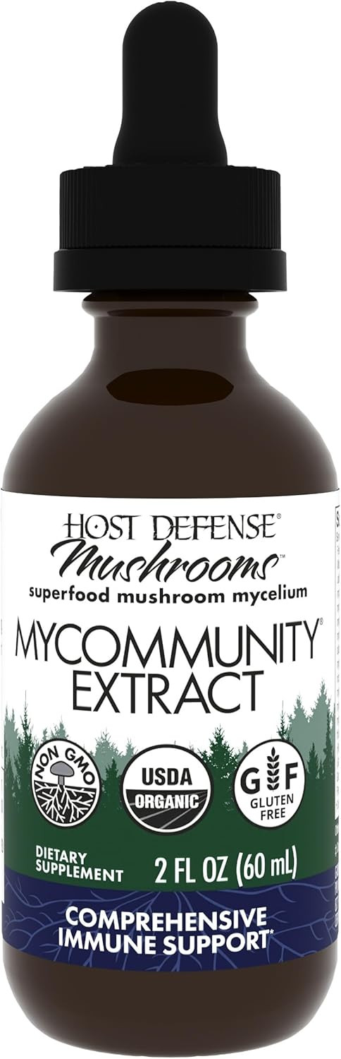 Host Defense Mycommunity Extract - 17 Species Blend Mushroom Supplement For Immune Support - Extract With Lion'S Mane, Reishi. Chaga, Cordyceps, Turkey Tail & More - 4 Fl Oz (120 Servings)
