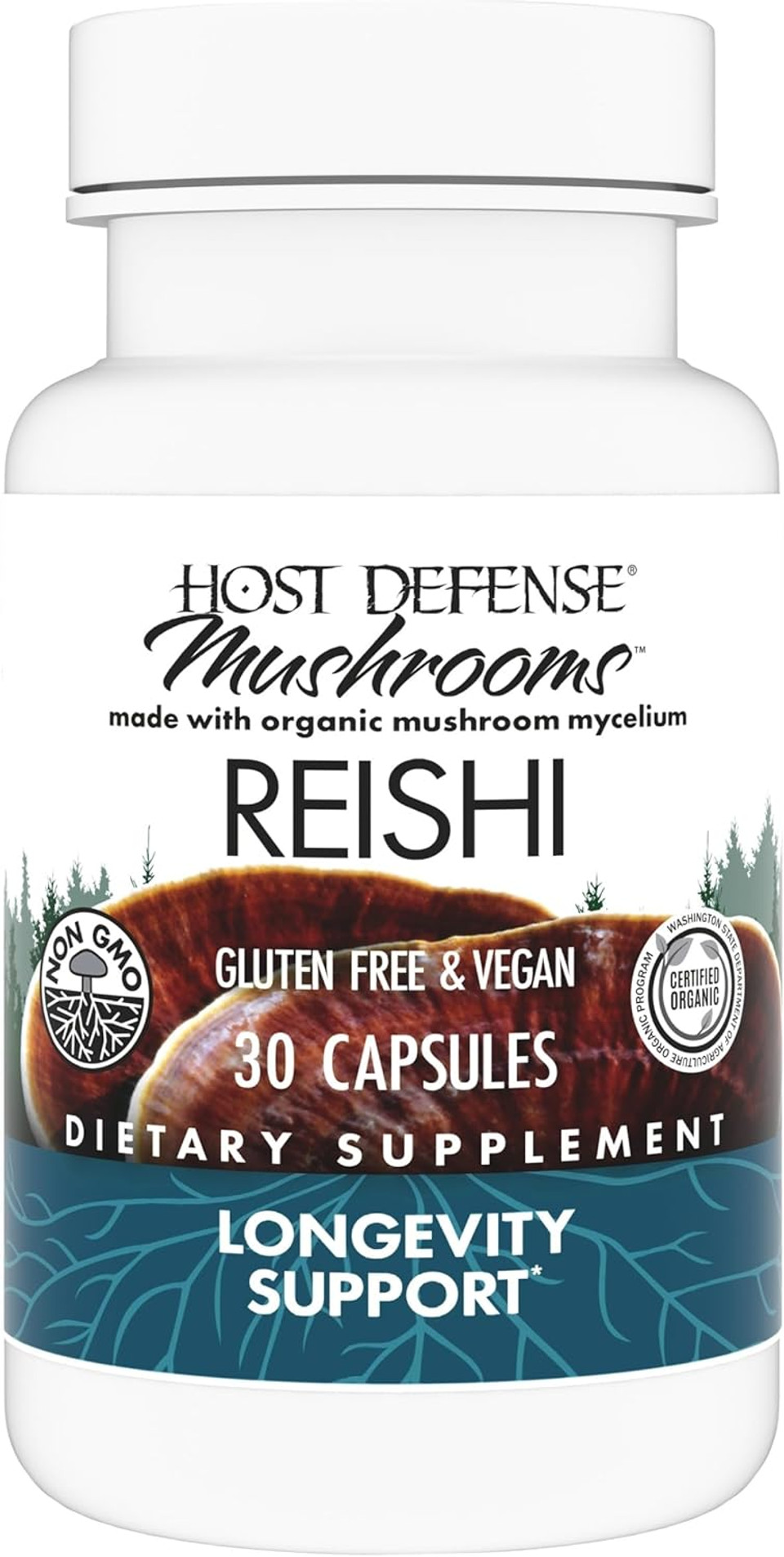 Host Defense Reishi Capsules - Heart & Immune Health Support Supplement - Mushroom Supplement To Support Energy & Vitality - Reishi Supplement To Aid Overall Well-Being - 60 Capsules (30 Servings)