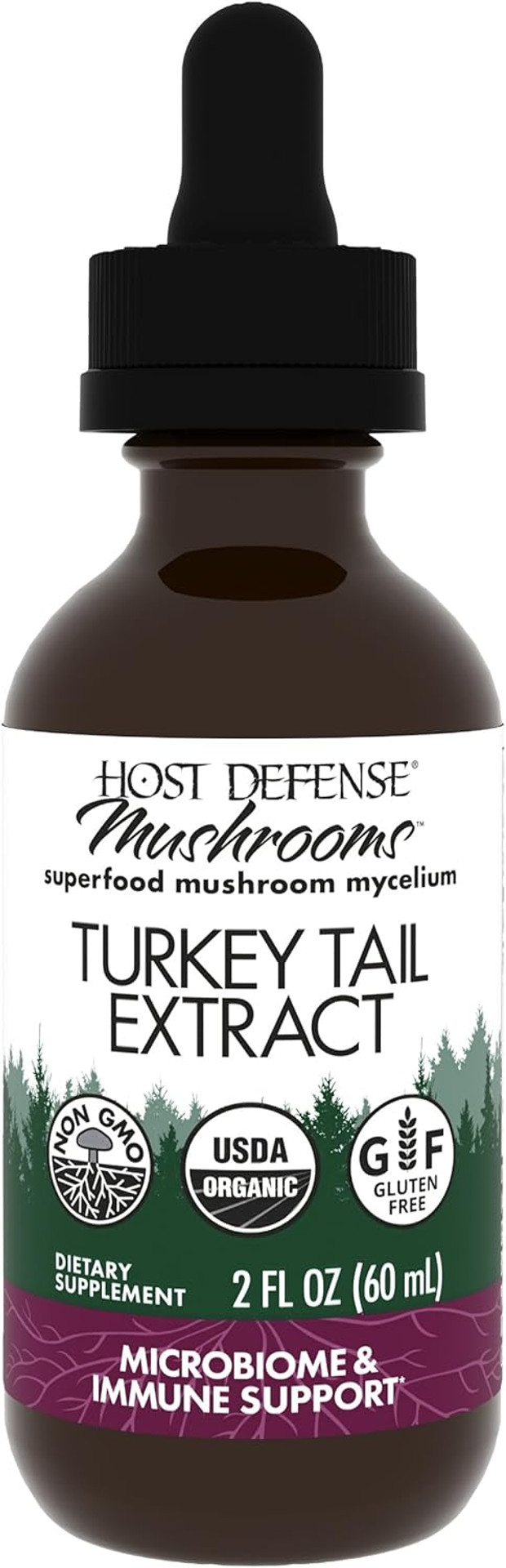 Host Defense Turkey Tail Extract - Digestive Health & Immune Response Support Supplement - Mushroom Supplement For Gastrointestinal & Gut Microbiome Support - 1 Fl Oz (30 Servings)