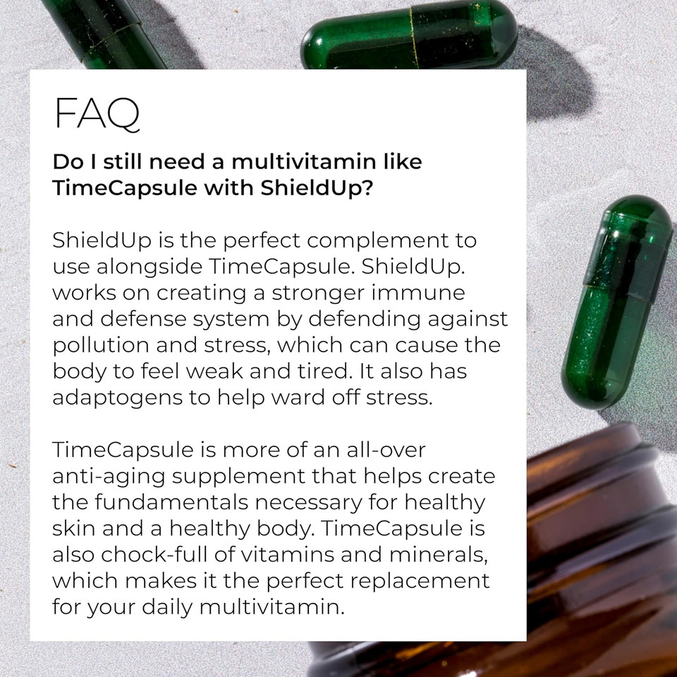 Hush & Hush Shieldup - Immune Booster Energy Supplement - Brain Booster - Vitamin C, Maca Root, Turmeric And Organic Matcha Leaf Extract - Vegan, Gluten Free - 60 Capsules