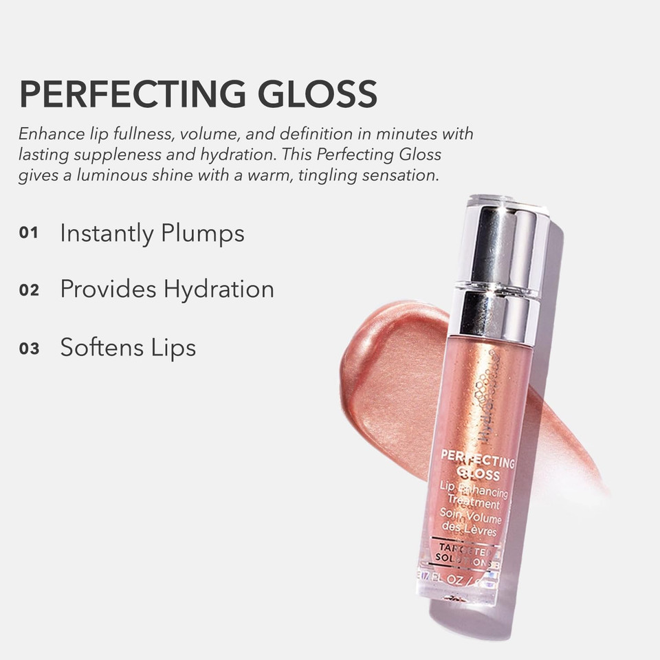 Hydropeptide Perfecting Gloss, Lip Enhancing Treatment, Long-Lasting Volume And Hydration, Beach Blush, 0.17 Ounce
