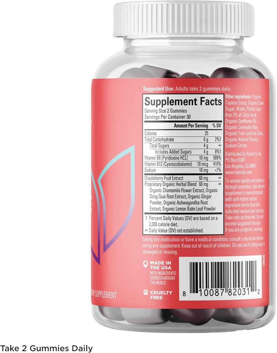 Hyland'S Grace Period Complete Pms Rescue, 60 Vegan Gummies With Chasteberry And Dong Quai For Menstrual Support And B6 And B12 For Red Blood Cell Formation