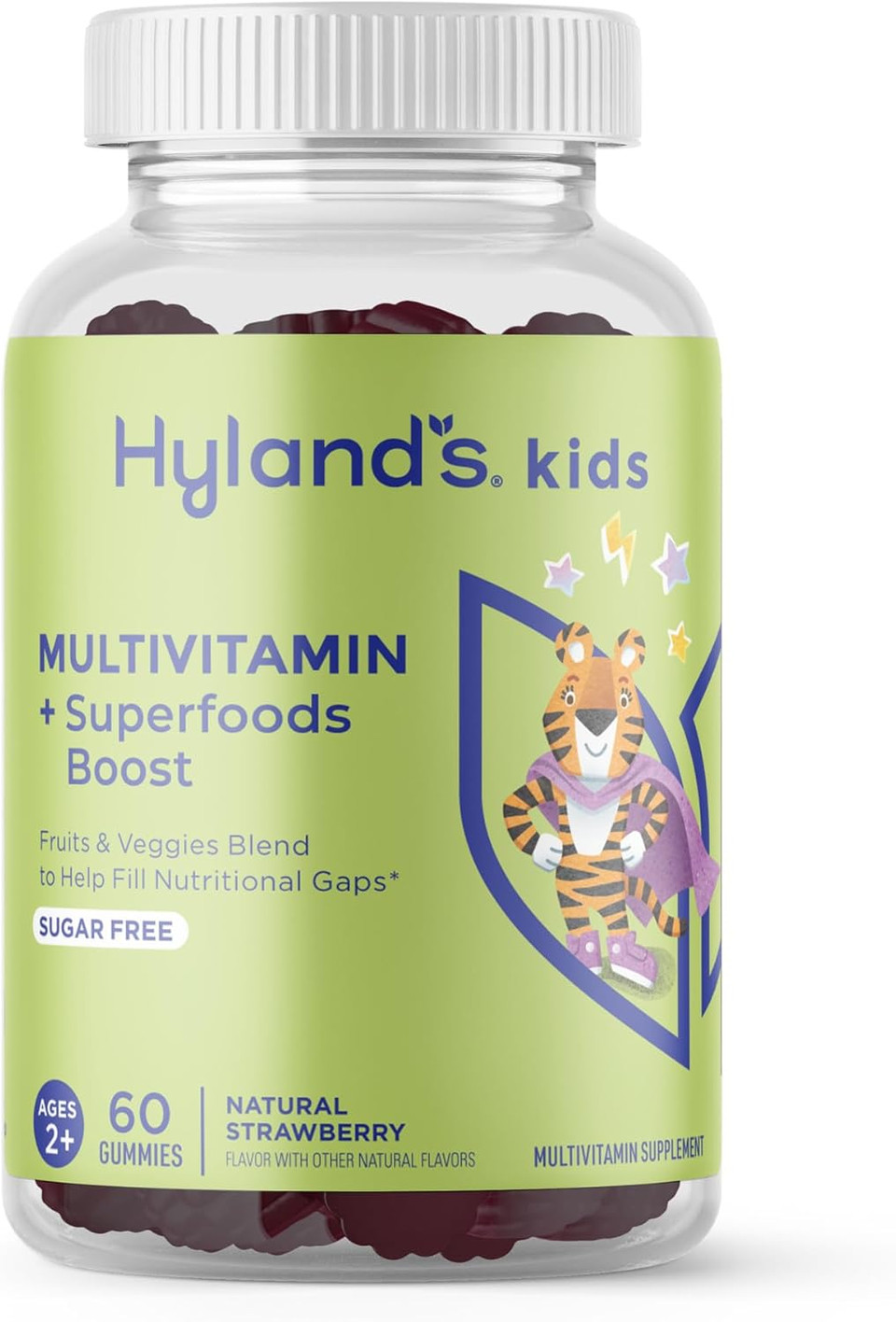 Hyland'S Kids Multivitamin + Brain & Eye Health, Sugar Free Natural Mixed Berry Flavored Gummies With Choline, Lutein & Omegas, 60Ct Bottle