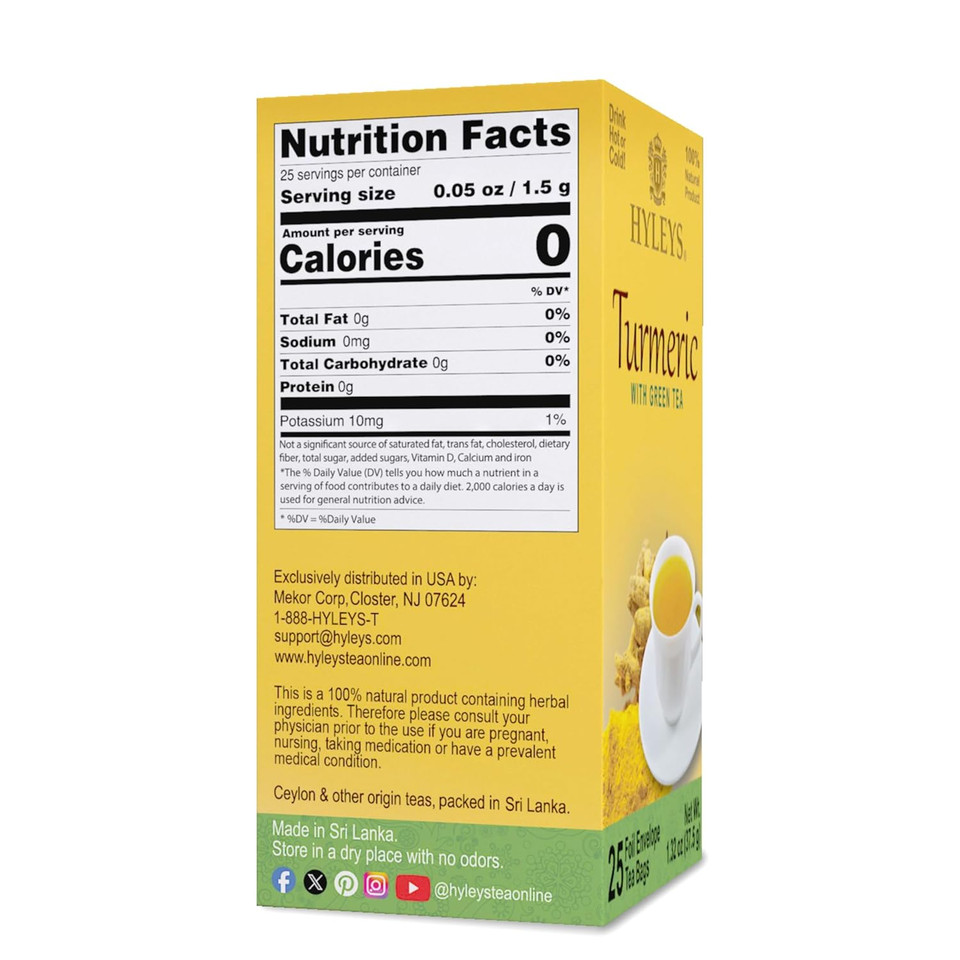 Hyleys Green Tea With Turmeric - 25 Tea Bags
