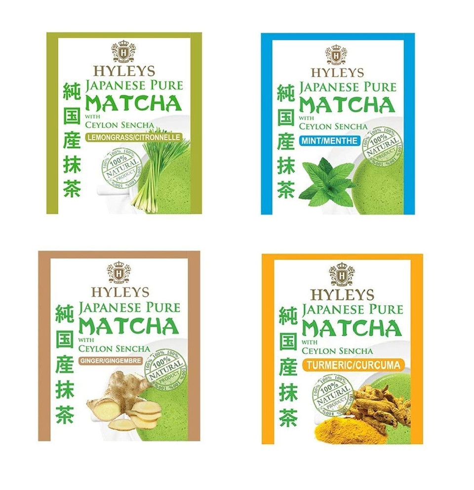 Hyleys Matcha Tea Bags Set Of Assorted Flavors - 42 Tea Bags (Japanese Pure Matcha Wellness Green Tea)