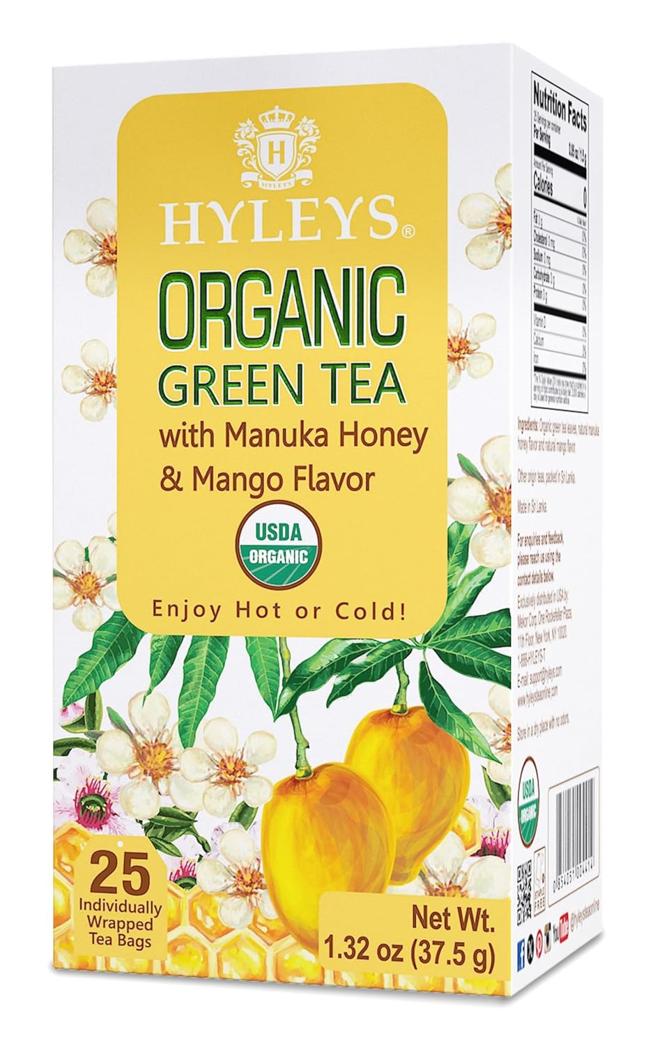 Hyleys Organic Green Tea Moroccan Mint Flavor - 25 Tea Bags