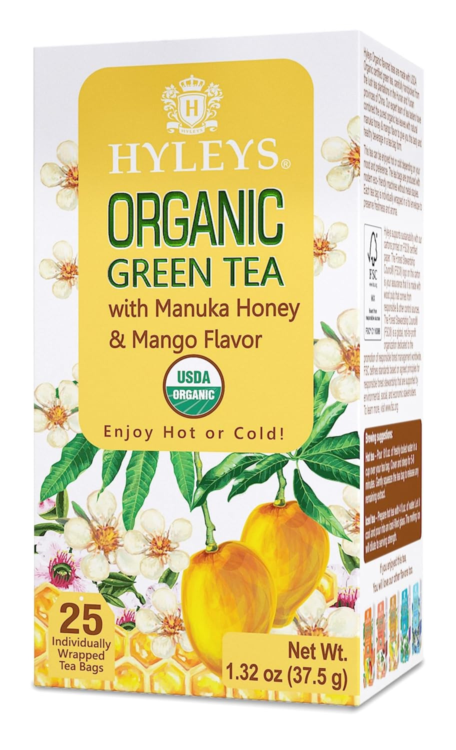 Hyleys Organic Green Tea Moroccan Mint Flavor - 25 Tea Bags