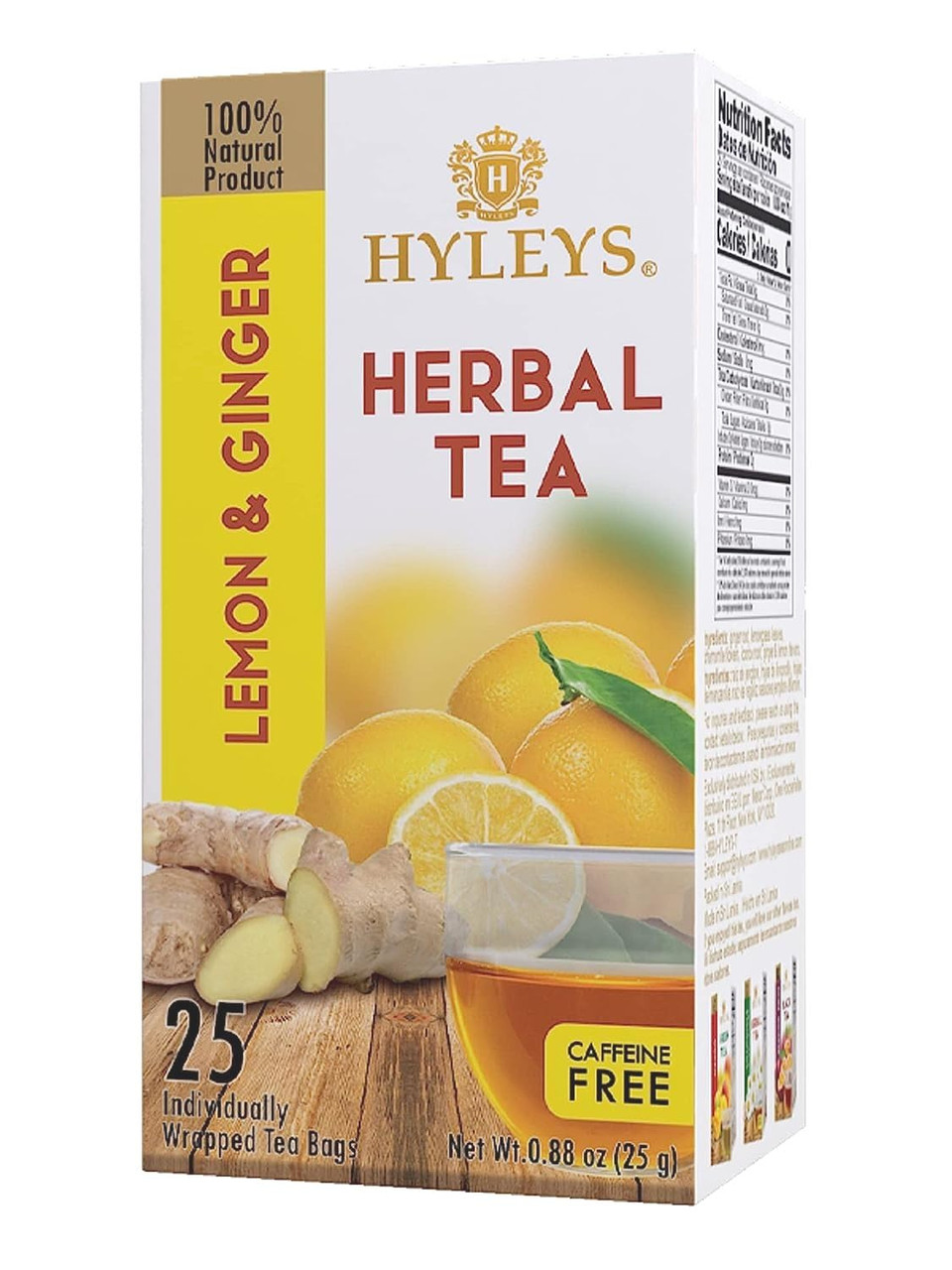Hyleys Tea Lemon & Ginger Herbal Tea, 25 Count